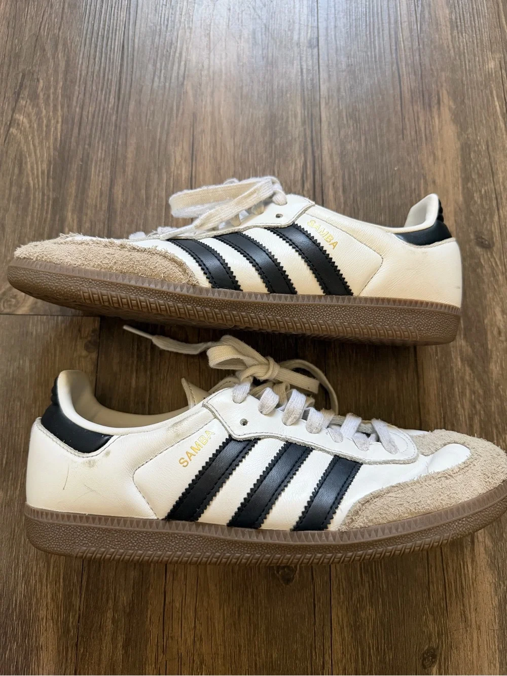 Adidas Samba OG White Sneakers Leather Shoes Stripes Gum Sole Suede Overlay 8